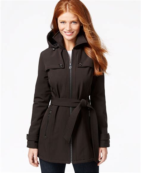 michael kors women hooded softshell jacket|Michael Kors rain jacket women.